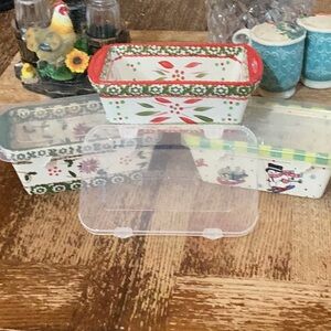 Temptations By Tara 12oz Baking 3 Mini Loaf Pans With Plastic Lids Christmas NIB